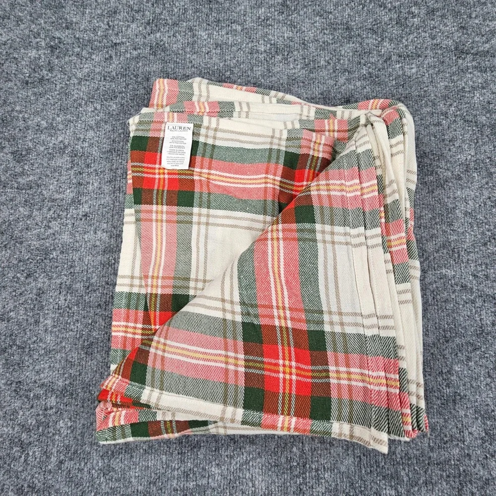 Lauren Ralph Lauren Holiday Plaid Tablecloth 51x28 Accent Runner Tartan Square